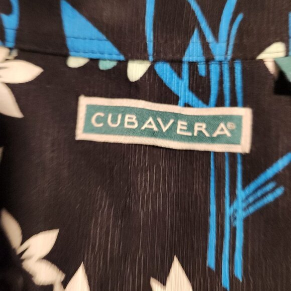 Cubavera Hawaiian Shirt Button Up Floral Rayon Black Blue Mens Medium NEW NWOT - Picture 7 of 12